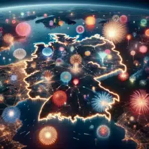 Feuerwerk über Deutschland als festliche Darstellung für Silvester