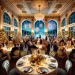 Festliche Hotel & Silvester-Events in Deutschland: Elegante Dekorationen, stilvoll gedeckte Tische, stimmungsvolle Atmosphäre und spektakuläre Feuerwerke.