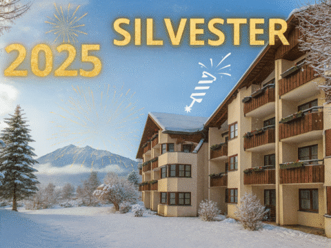 Außenansicht Dorint Sporthotel Garmisch-Partenkirchen im Schnee zu Silvester