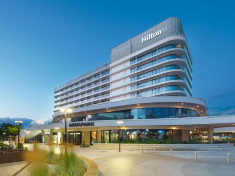 Hilton Resort & Spa Swinemünde bei Nacht zu Silvester