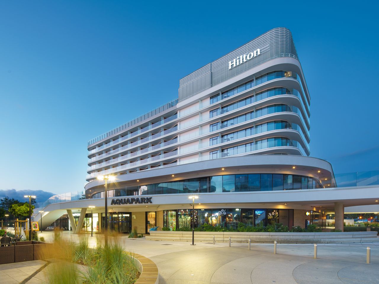 Hilton Resort & Spa Swinemünde bei Nacht zu Silvester