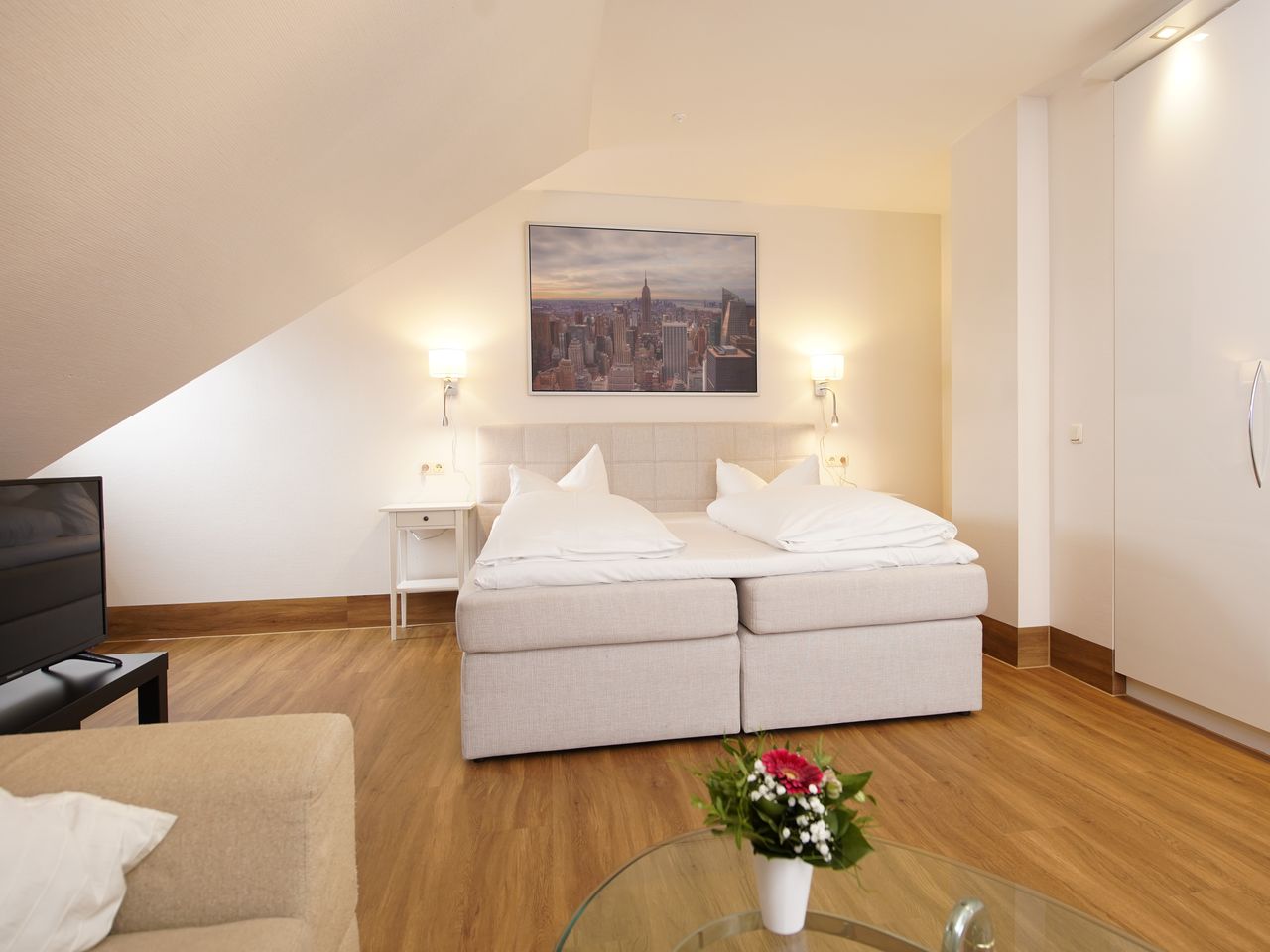 Modernes Doppelzimmer im Holsteiner Hof für einen erholsamen Aufenthalt an Silvester