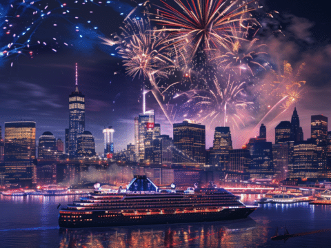 Feuerwerk über New York mit MSC Meraviglia an Silvester