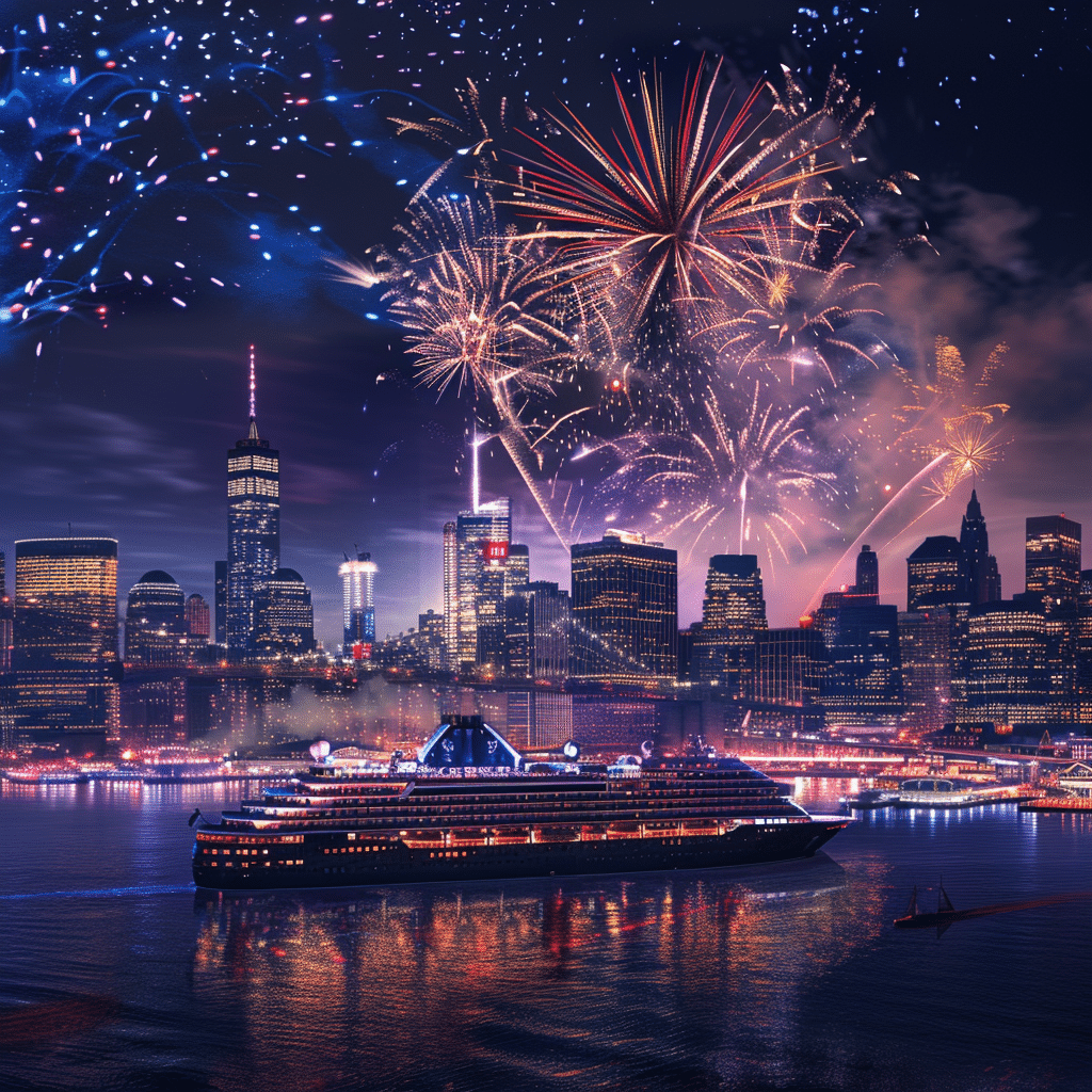 Feuerwerk über New York mit MSC Meraviglia an Silvester