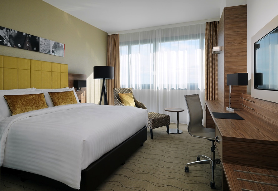 Modernes Hotelzimmer im Bonn Marriott Hotel zu Silvester