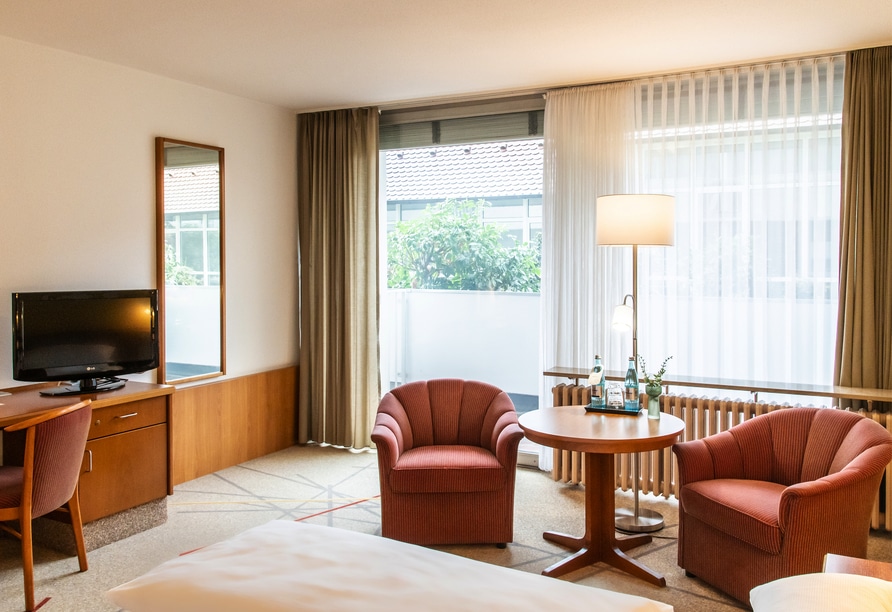 Modernes Doppelzimmer im Hotel Frankenland für Silvester