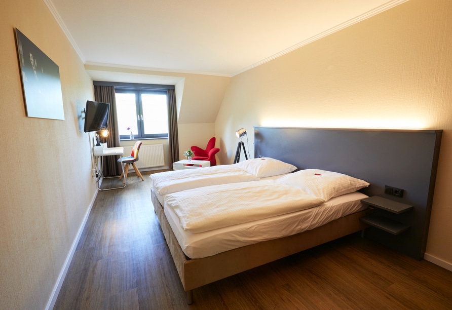 Modernes Doppelzimmer im Kino-Hotel Harsefeld für Silvesteraufenthalte