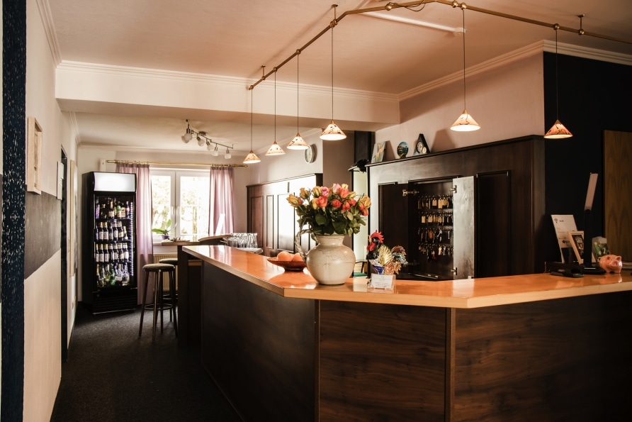 Rezeption der Hotelpension zum Gockl, idealer Start für Silvesterurlaub