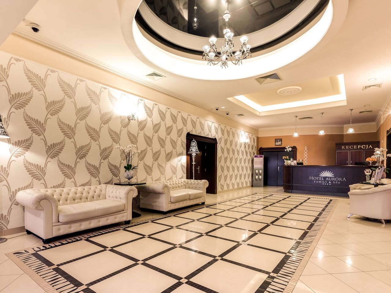Elegante Lobby des Aurora Hotels in Misdroy zu Silvester