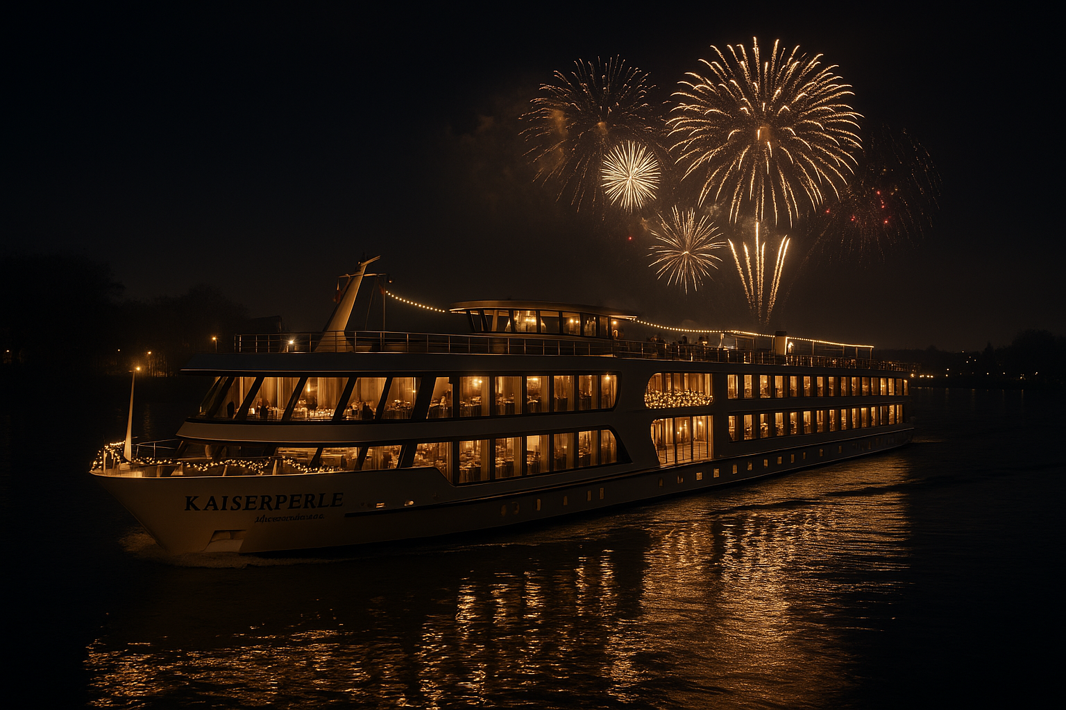 Silvester auf der A-Rosa Alea bei einer festlichen Flusskreuzfahrt mit Feuerwerk