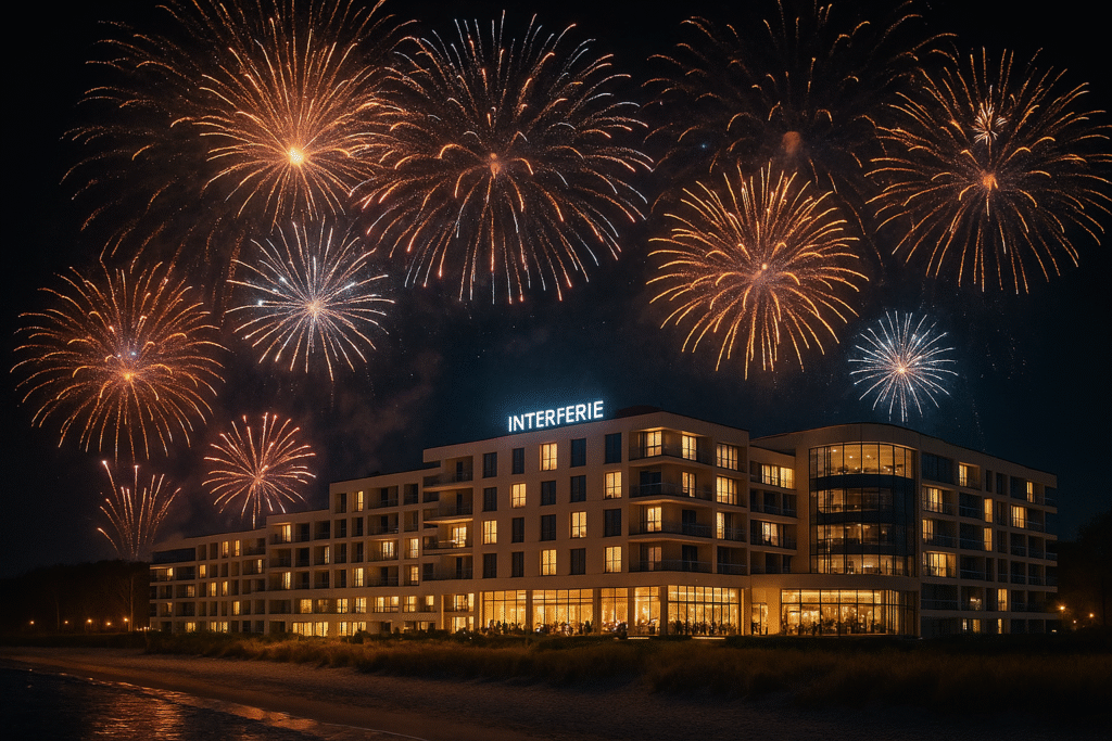 Feuerwerk über dem INTERFERIE MEDICAL SPA - Hotel direkt an der Ostsee zu Silvester