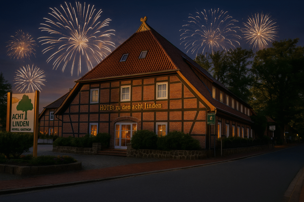 Hotel Acht Linden in der Lüneburger Heide mit Feuerwerk zu Silvester