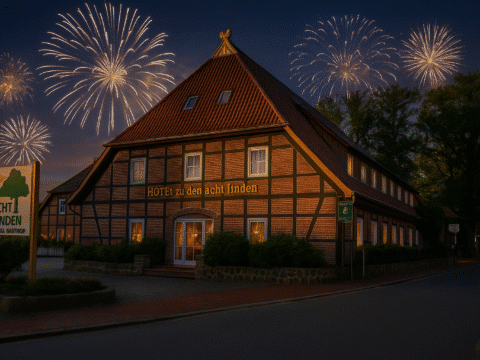 Hotel Acht Linden in der Lüneburger Heide mit Feuerwerk zu Silvester