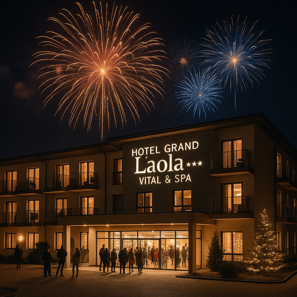 Hotel Grand Laola Vital & SPA bei Nacht mit Silvesterfeuerwerk