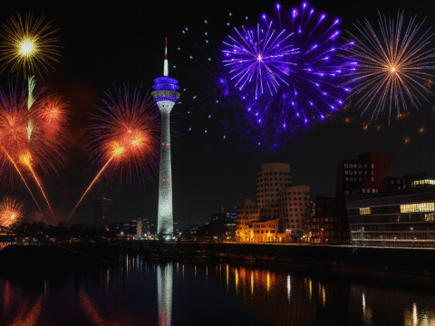 Silvester am Hotel am Spichernplatz mit Blick auf Feuerwerk in Düsseldorf