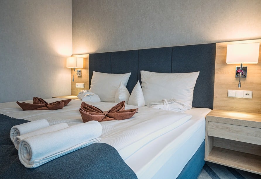 Modernes Doppelzimmer im Hotel Dobosz Pölitz