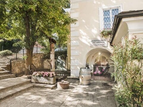 Außenansicht mit Lindenbaum beim Hotel Restaurant Höldrichsmühle zu Silvester