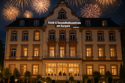 Feierliches Silvesterfeuerwerk über dem Klinik & Gesundheitszentrum am Kurpark